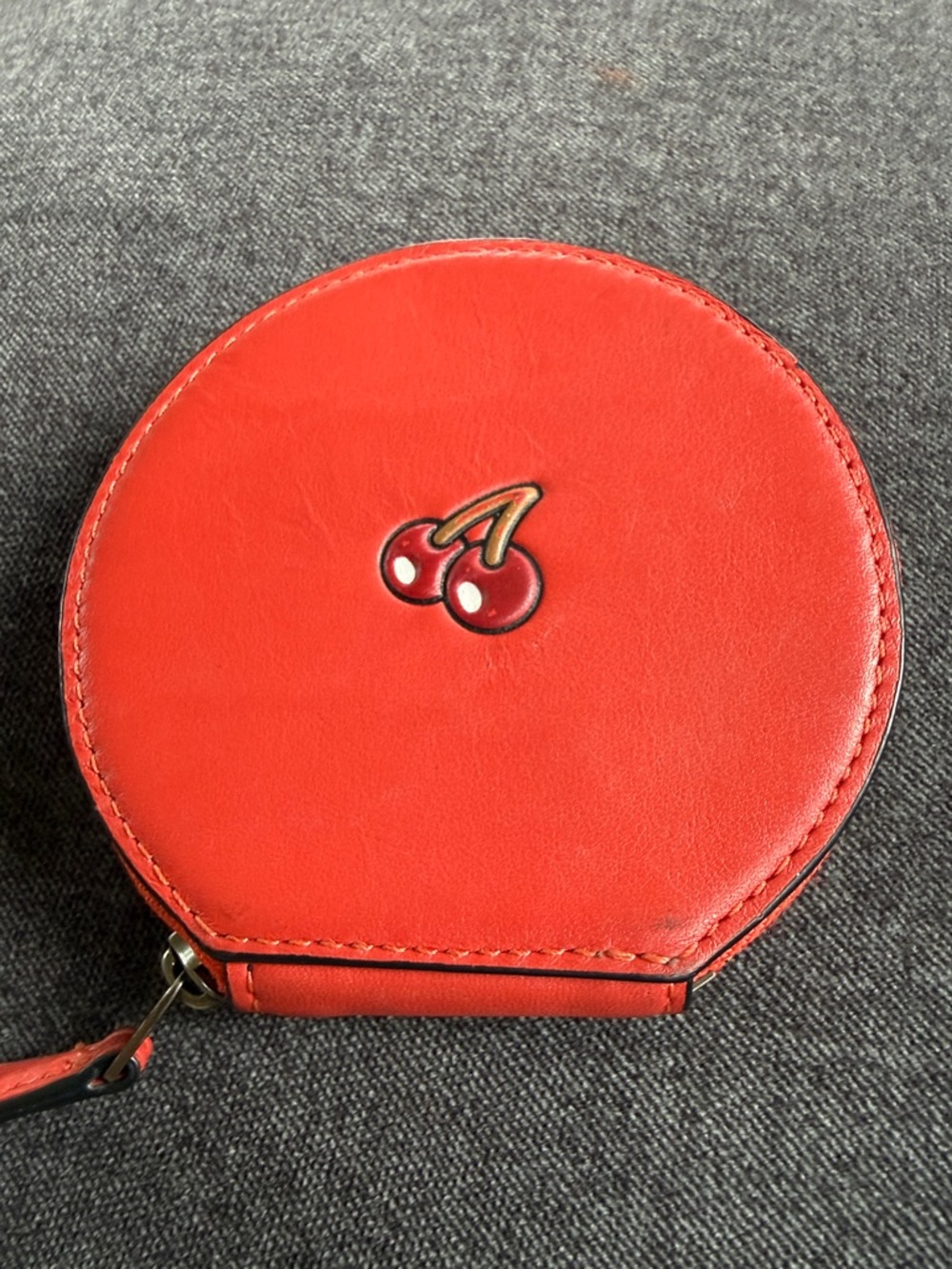 COACH Pac-Man Cherry Red Round Zip Coin Case - Picture 3 of 6